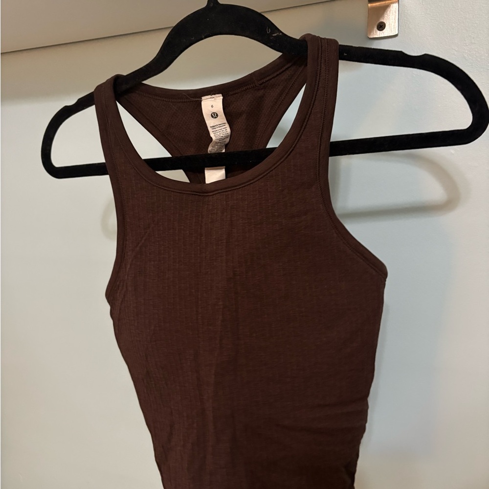 Lululemon Ebb to Street Cropped Racerback in Espresso